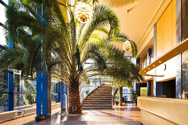 Das Bild zeigt die Lobby des TUI Kids Club Hotel Baltic in Zinnowitz auf Usedom.